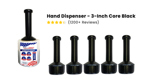 Hand Dispenser – 3-Inch Core Black: Faster, Easier & Smarter Stretch Wrapping