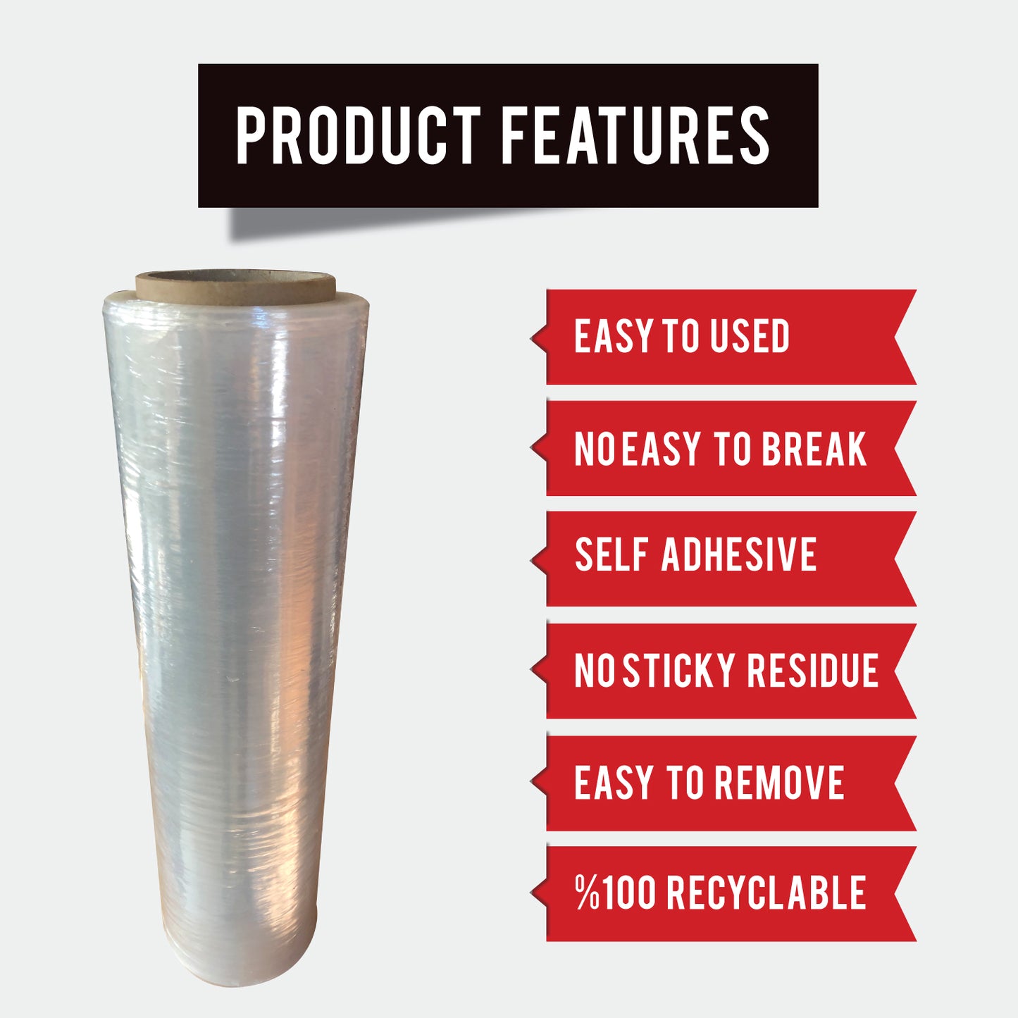 Stretch Film Clear - Industrial Heavy Duty Plastic Shrink Wrap