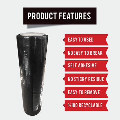 Stretch Film Black - Industrial Heavy Duty Plastic Shrink Wrap