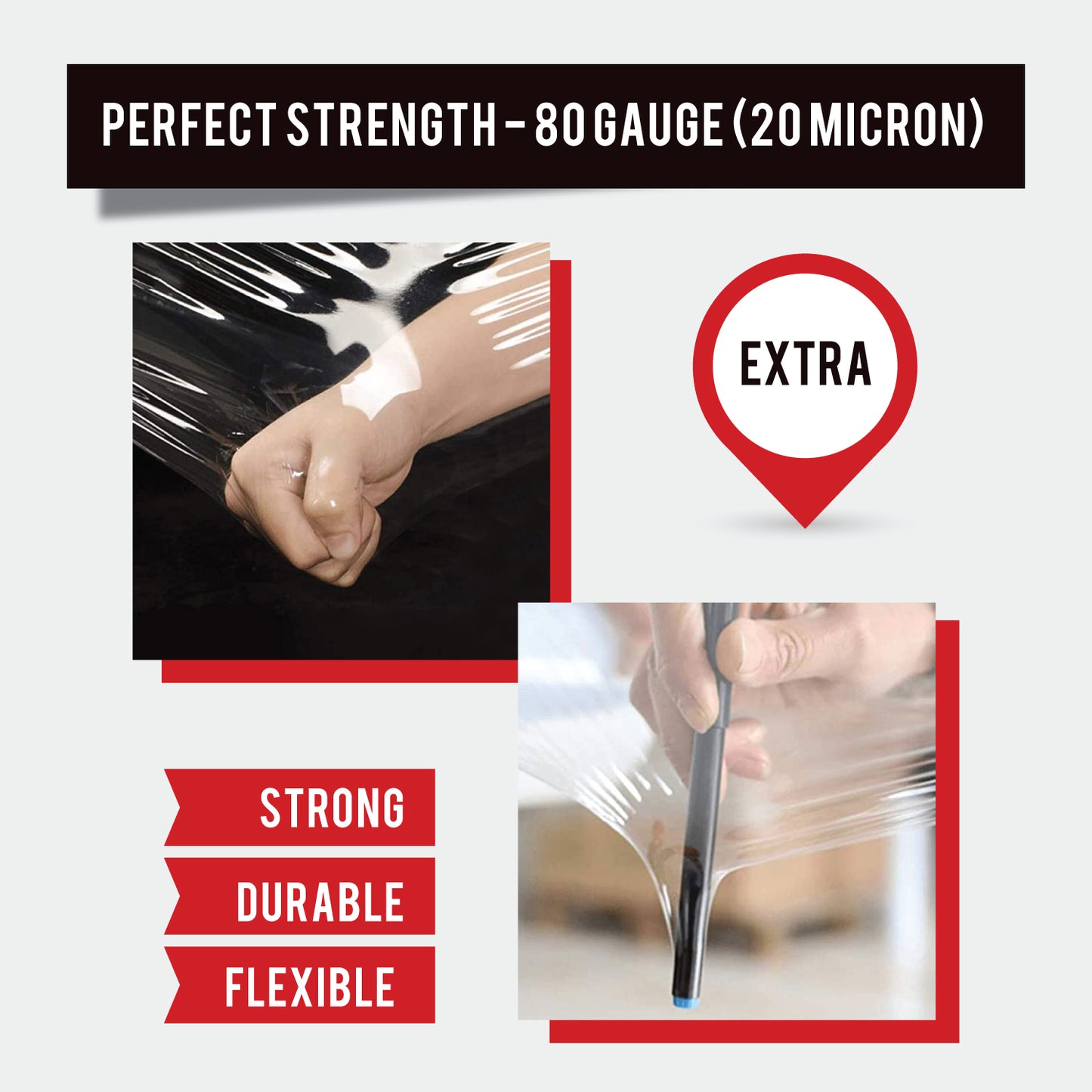 Stretch Film Clear - Industrial Heavy Duty Plastic Shrink Wrap