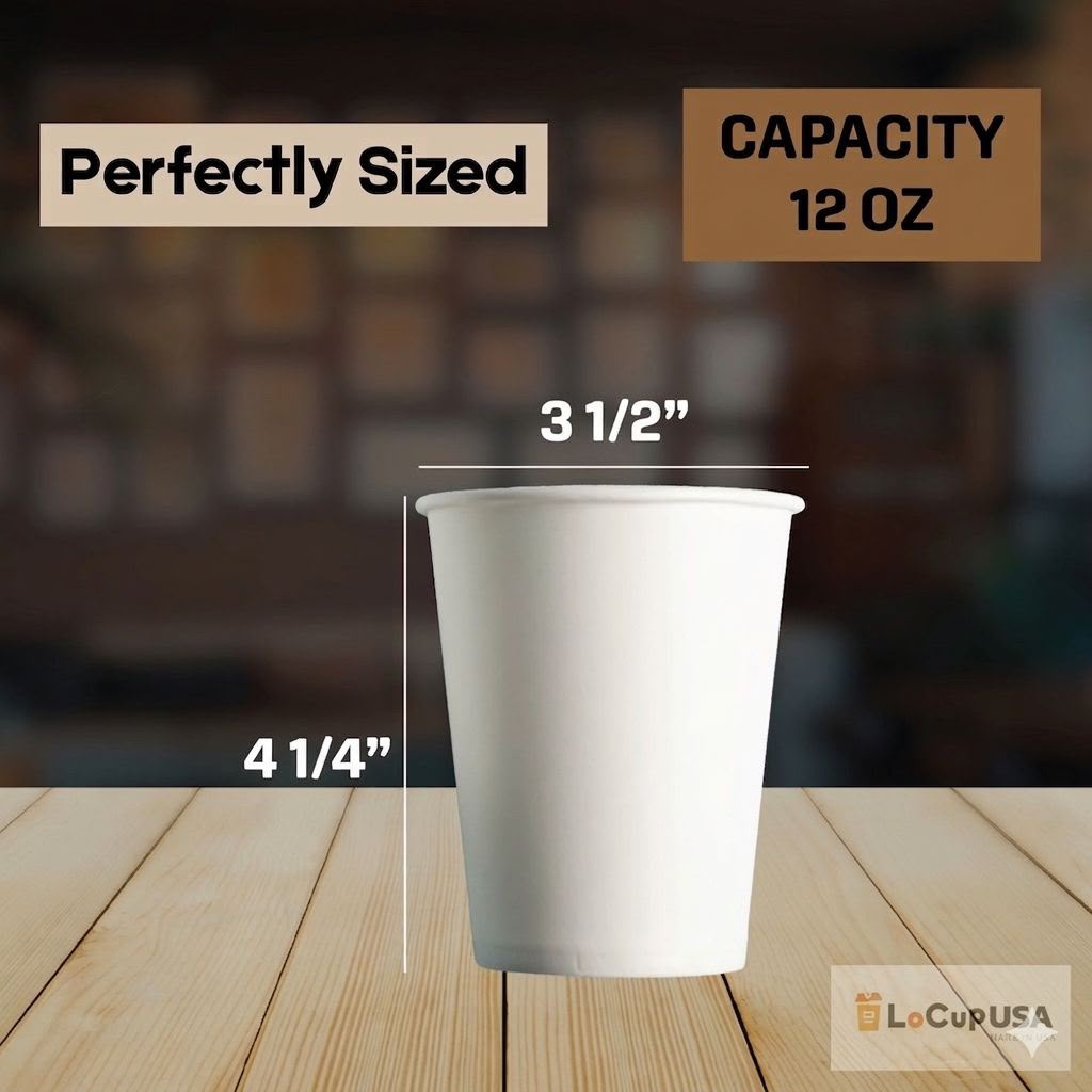 12 oz White Paper Cups