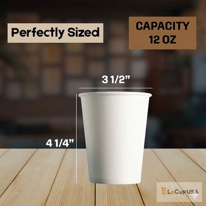 12 oz White Paper Cups