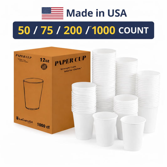 12 oz White Paper Cups