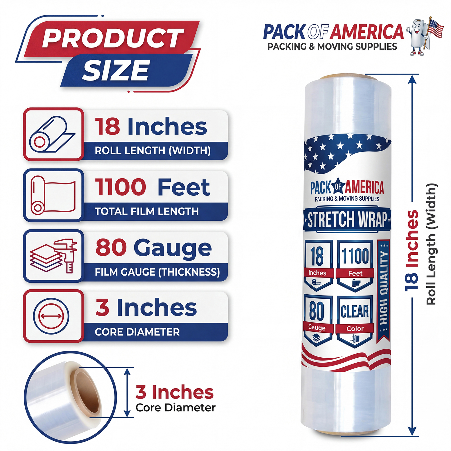 Stretch Film Clear - Industrial Heavy Duty Plastic Shrink Wrap