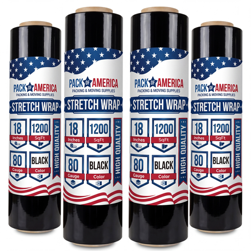 Stretch Film Black - Industrial Heavy Duty Plastic Shrink Wrap