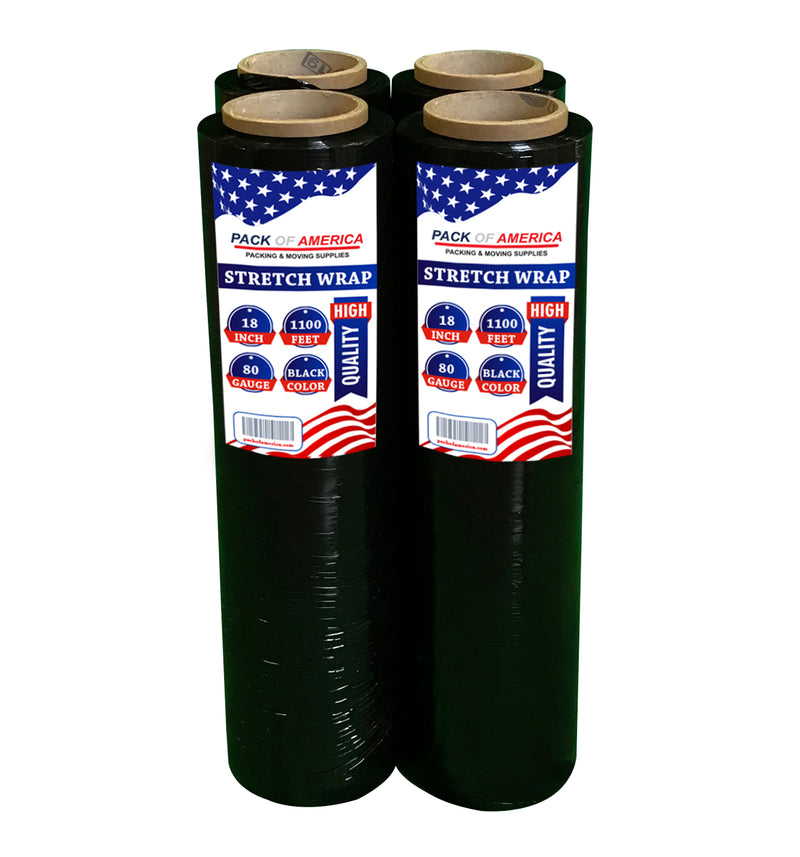 Black Color Stretch Wrap | Industrial Strength | Plastic Shrink Wrapping Film | Packing & Moving Supplies, Pallets, Furniture, Boxes, Shipment Protection